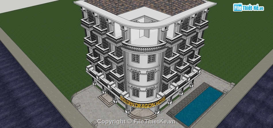 thiết kế khách sạn,Hồ sơ thiết kế,bản vẽ khách sạn,khách sạn 5 tầng,file cad khách sạn 5 tầng